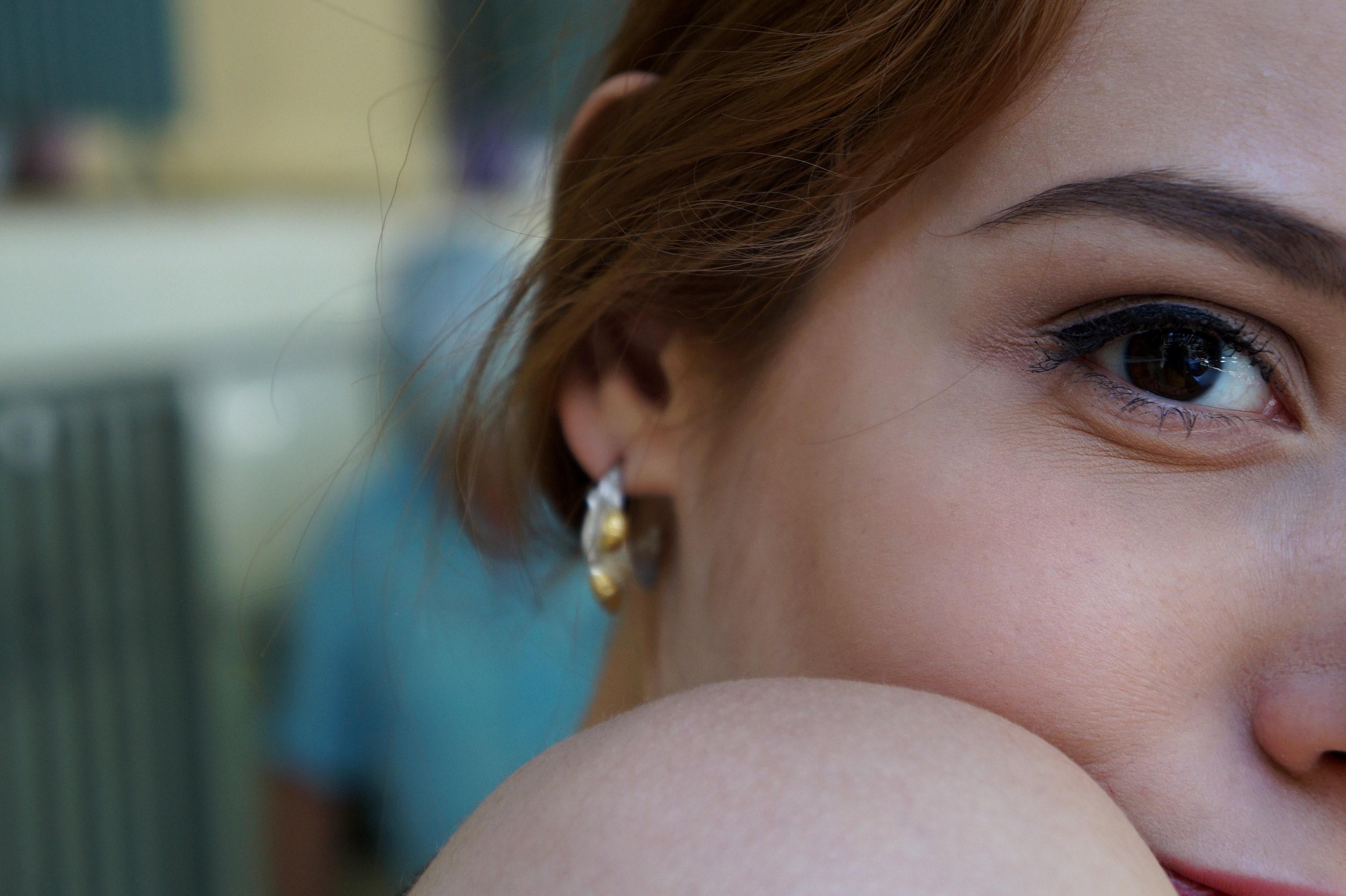 Olive Leaf Mini Hoop Earrings - Delicate Sterling Silver Hoops