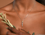 Olive Twig Necklace, Sterling Silver Gold-Plated Jewelry, Handmade Pendant for Women