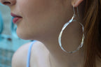 Sterling Silver Hoop Earrings: Olive Leaf Design, Gold Plated