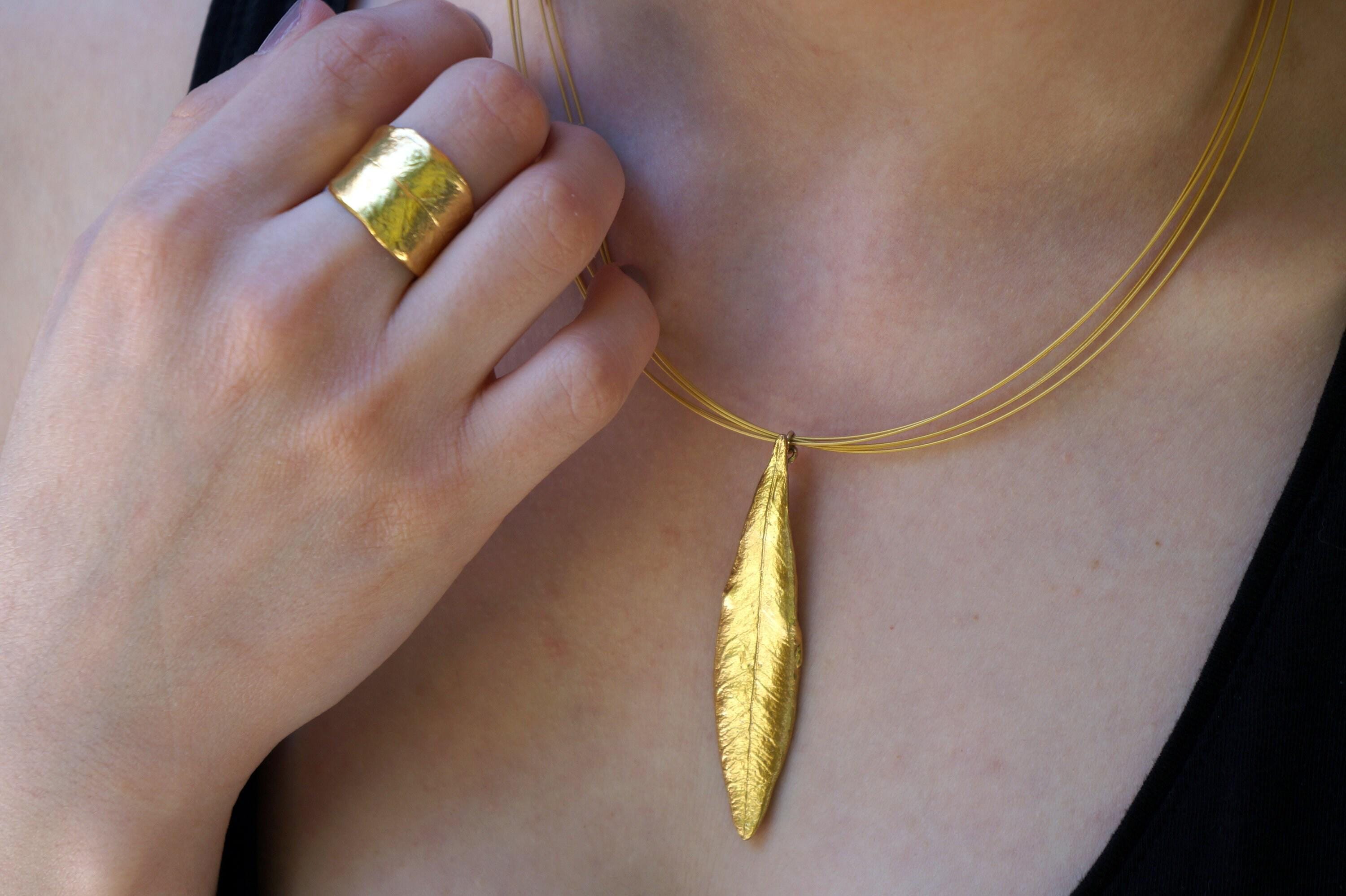Gold Olive Ring, Gold-Plated Sterling Silver Jewelry, Olive Leaf Band, Gift for Her, Birthday Gift for Women, Handmade Jewelry Ring
