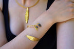 Gold Olive Branch Bracelet, Gold-Plated Sterling Silver Jewelry, Adjustable Cuff, Gift for Her, Birthday Gift for Women, Handmade Jewelry