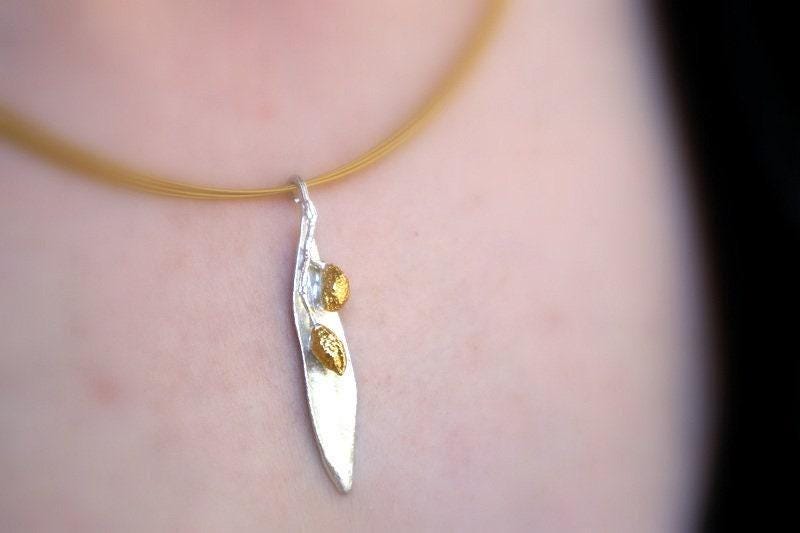 Olive Leaf Pendant: Natural Plant Jewelry (Silver, Adjustable Length)
