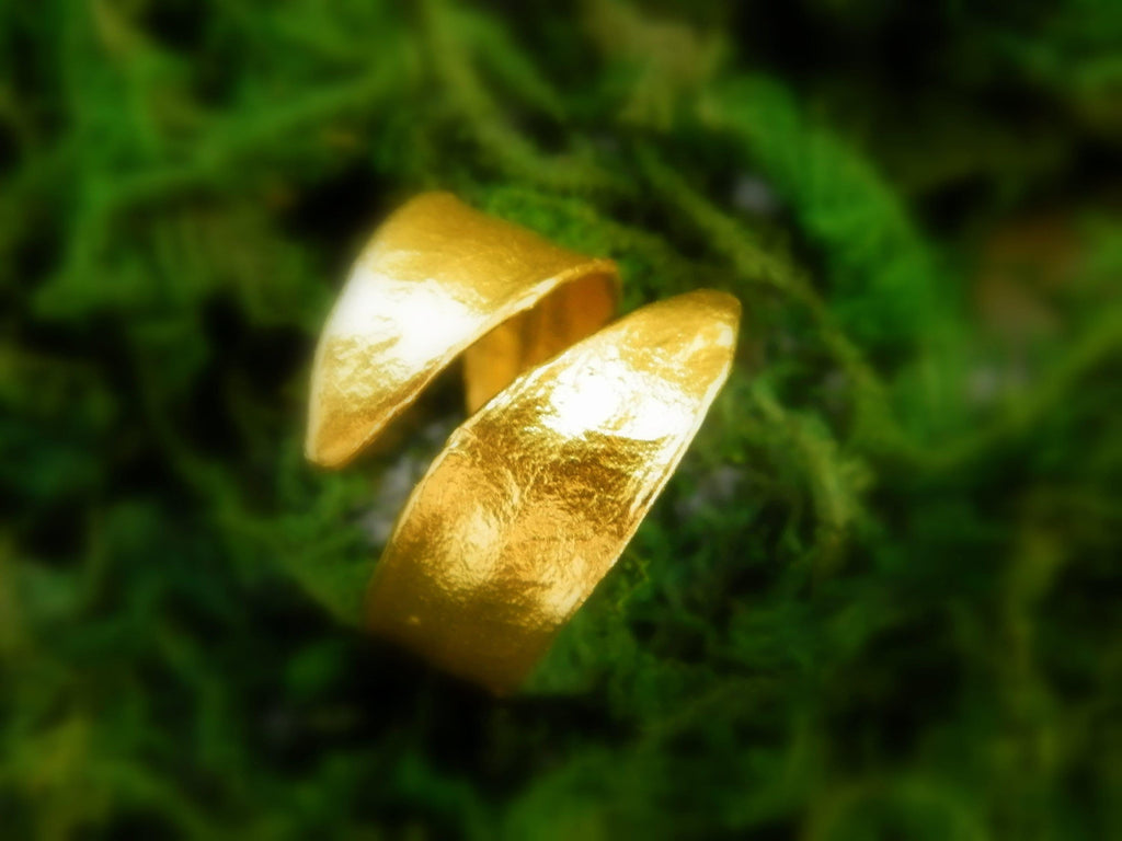 Olive Leaf Ring: Nature Inspired Adjustable Band (Sterling Silver, Two Tone)