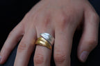 Olive Leaf Ring: Nature Inspired Adjustable Band (Sterling Silver, Two Tone)