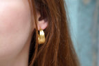 Olive Leaf Hoop Earrings: Sterling Silver with Gold Plating