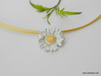 Flower Necklace: Eco-Friendly Daisy Design (Recycled Silver, Gold Center)