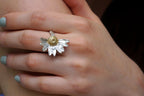 Real Daisy Flower Silver Ring, Handmade Nature Jewelry, Organic Botanical Band, Unique Gift for Nature Lovers, Sterling Silver 925