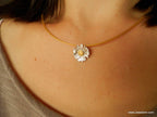 Flower Necklace: Eco-Friendly Daisy Design (Recycled Silver, Gold Center)