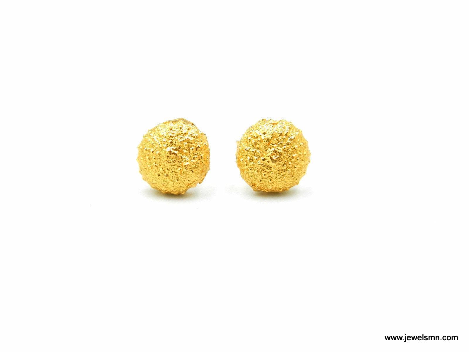 Sea Urchin Stud Earrings: Gold-Plated Brass Nature Jewelry