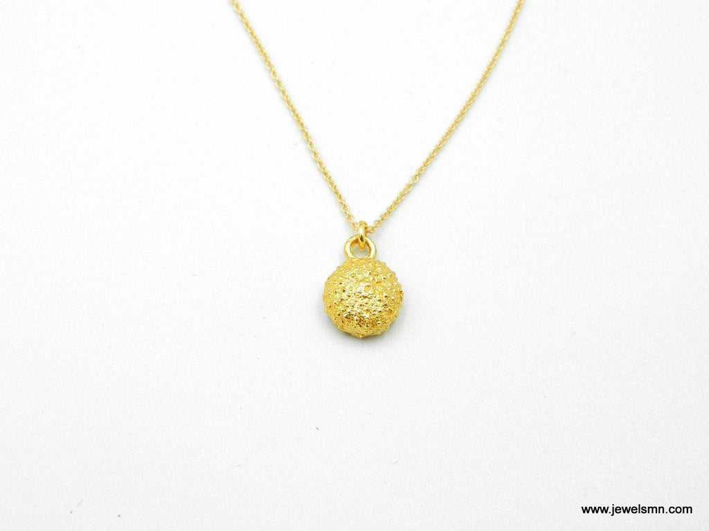 Tiny Urchin Pendant Necklace: 18k Gold-Plated Brass, Nature Inspired