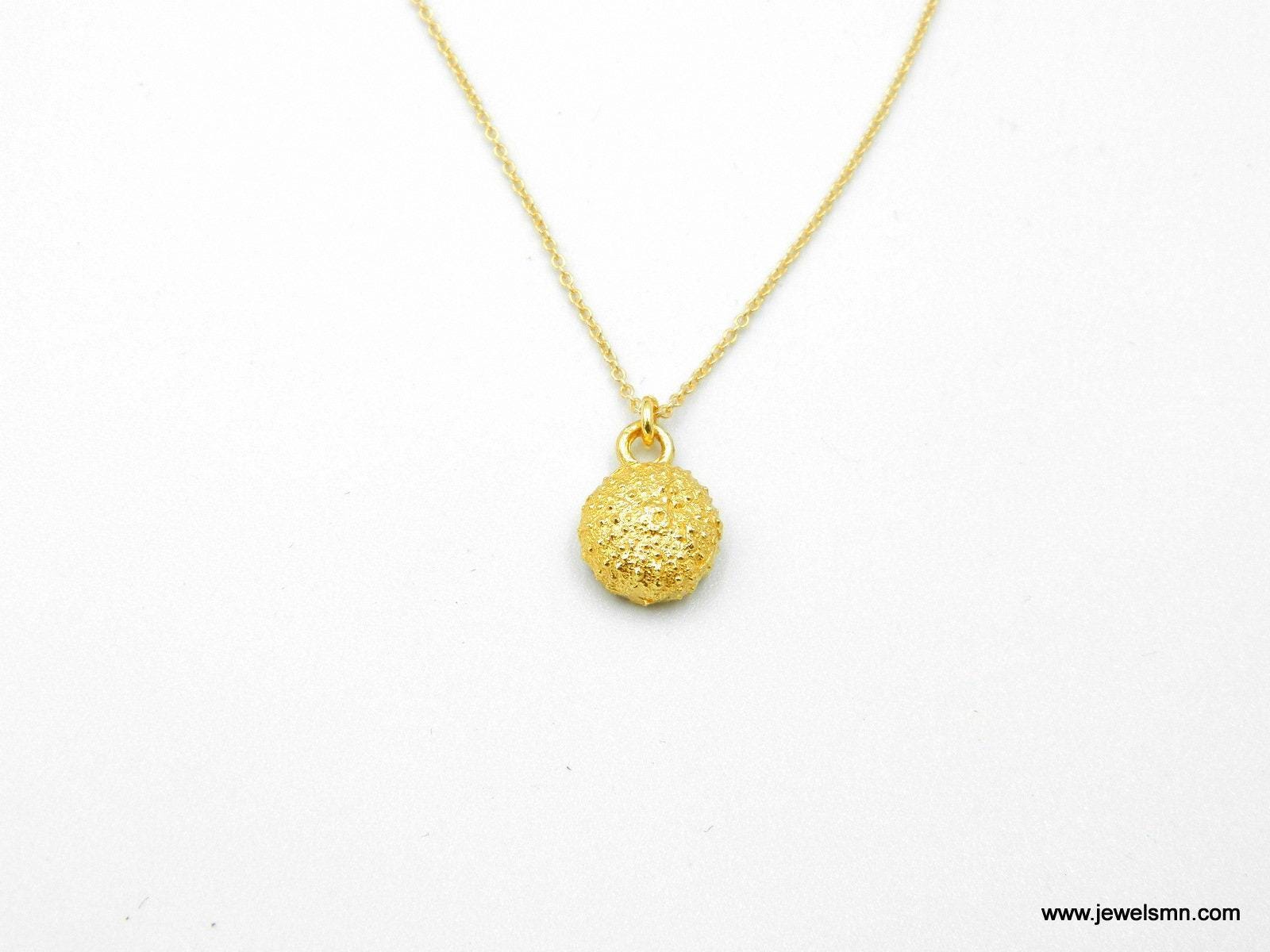 Tiny Urchin Pendant Necklace: 18k Gold-Plated Brass, Nature Inspired