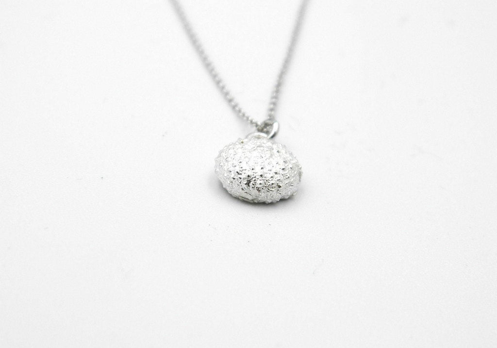 Minimalist Sterling Silver Necklace, Tiny Urchin Pendant (Dainty Size)