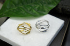 Sterling Silver Jasmine Twig Ring - Thin Minimalist Knuckle Band