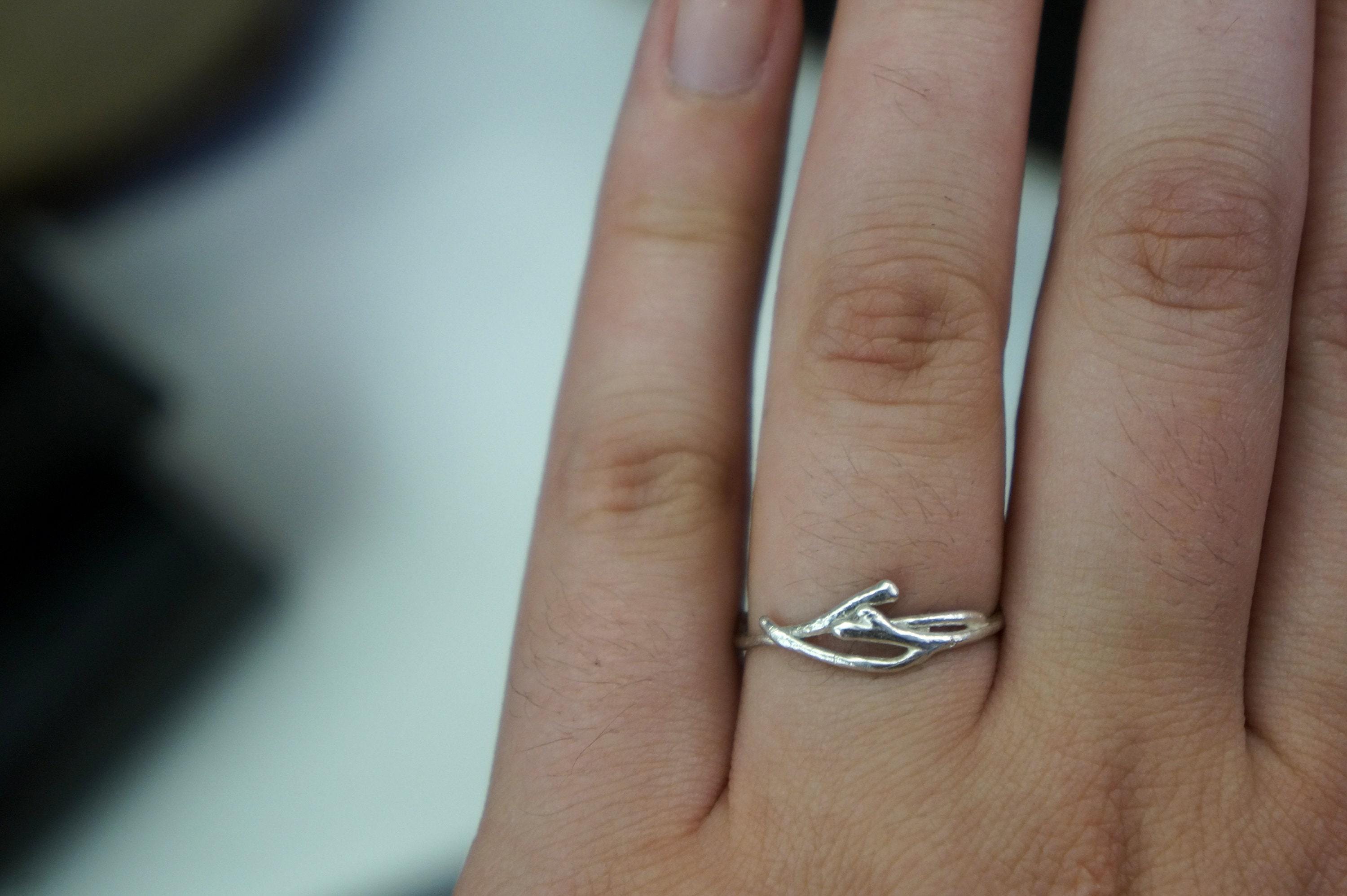 Silver Jasmine Ring, Sterling Silver Jewelry, Jasmine Branch Ring, Silver Band, Gift for Her, Birthday Gift for Women, Handmade Jewelry