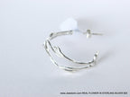 Nature-Inspired Sterling Silver Hoop Earrings, Jasmine Branch Detail (Lightweight)