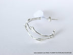 Nature-Inspired Sterling Silver Hoop Earrings, Jasmine Branch Detail (Lightweight)