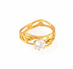 Jasmine Twig Ring - Delicate Sterling Silver with Sparkling Zircon