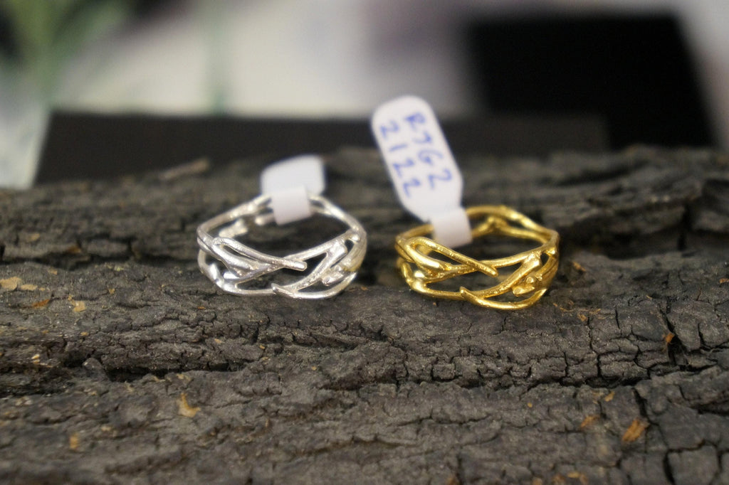 Twig Ring: Sterling Silver Jasmine Branch Design (Unisex, Handmade)