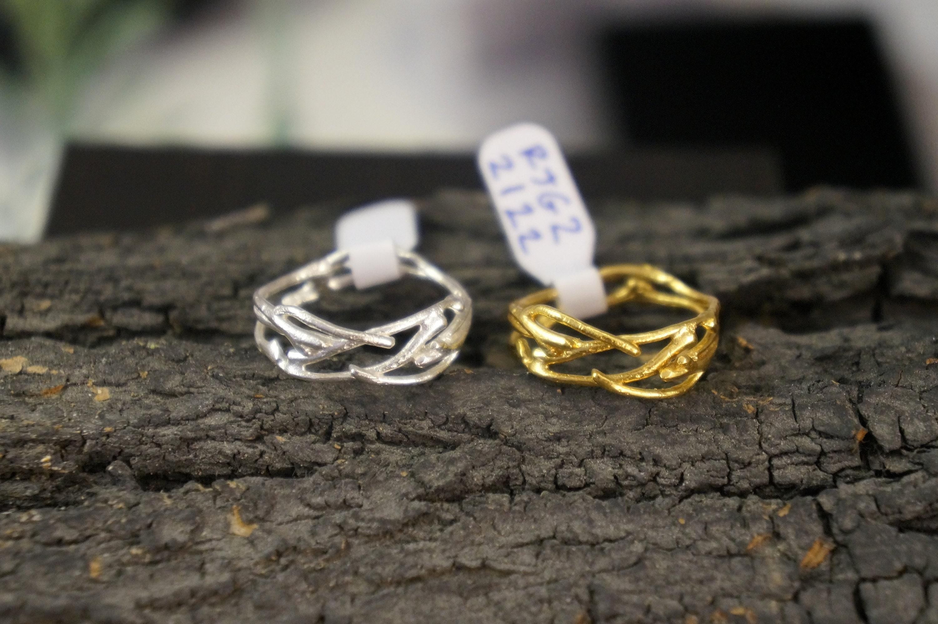 Twig Ring: Sterling Silver Jasmine Branch Design (Unisex, Handmade)