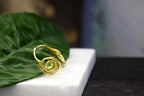 Spiral Twig Ring: Minimalist Jasmine Branch Design, Gold-Plated Brass