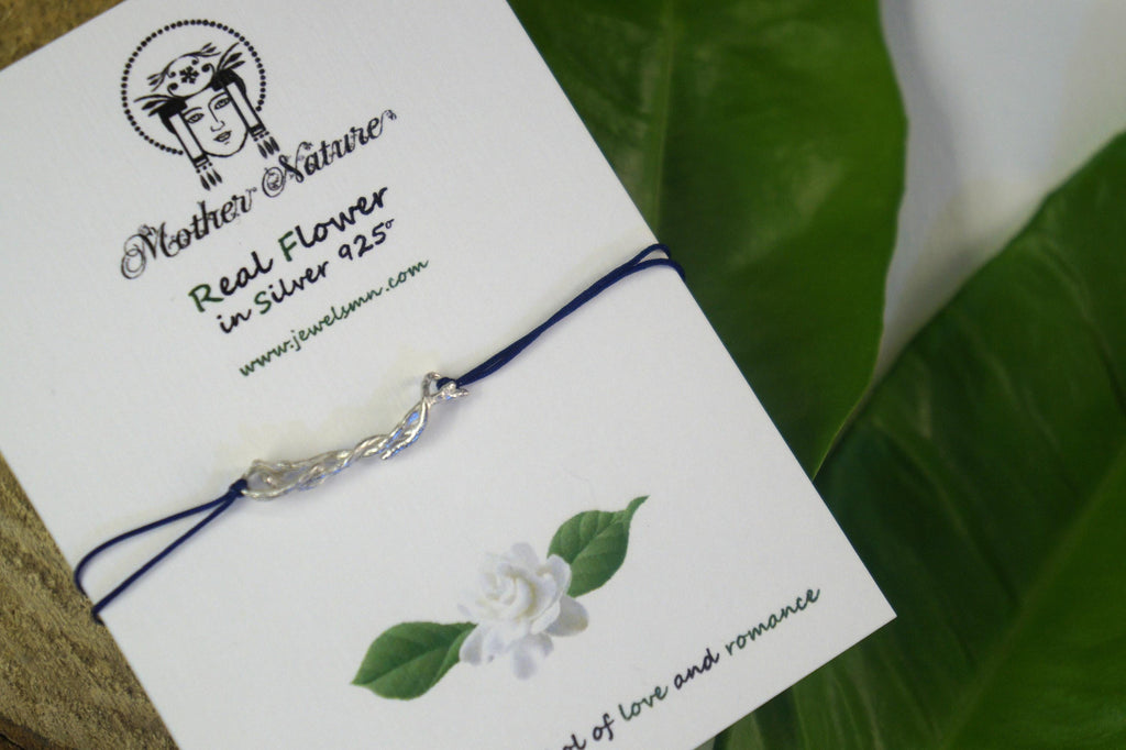 Jasmine Twig Bracelet: Adjustable Sterling Silver Cord