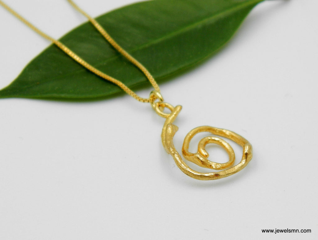 Jasmine Leaf Necklace, Gold-Plated Sterling Silver, Minimalist Eco Jewelry, Nature-Inspired