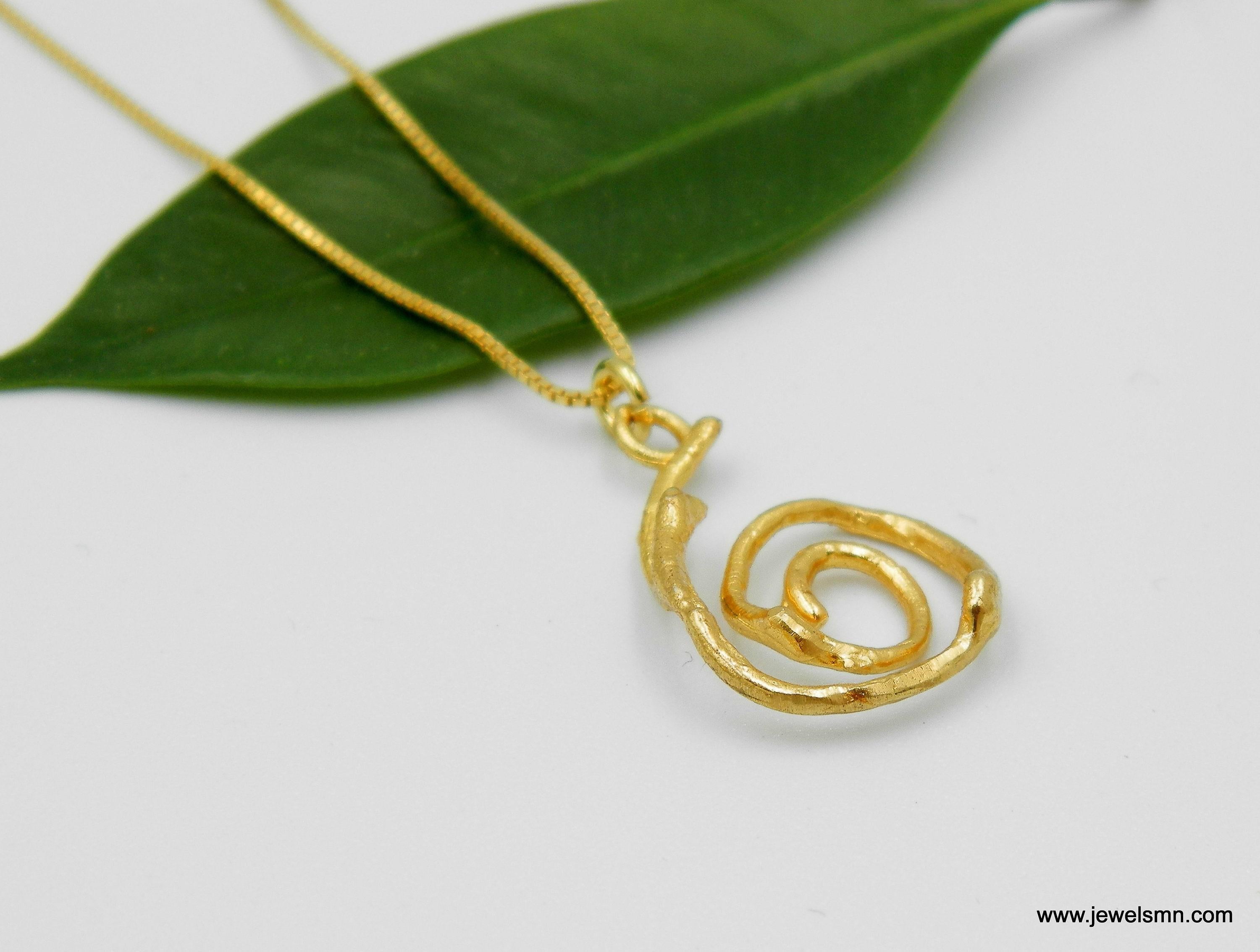 Jasmine Leaf Necklace, Gold-Plated Sterling Silver, Minimalist Eco Jewelry, Nature-Inspired