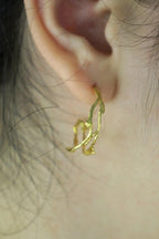 Silver Branch Earrings, Gold-Plated Sterling Silver Jewelry, Hoop Earrings, Gift for Her, Birthday Gift for Women, Handmade Jewelry