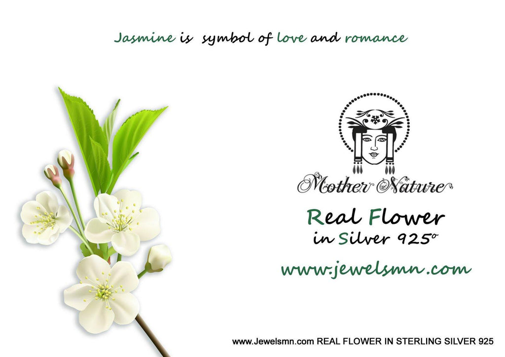 Nature-Inspired Sterling Silver Hoop Earrings, Jasmine Branch Detail (Lightweight)