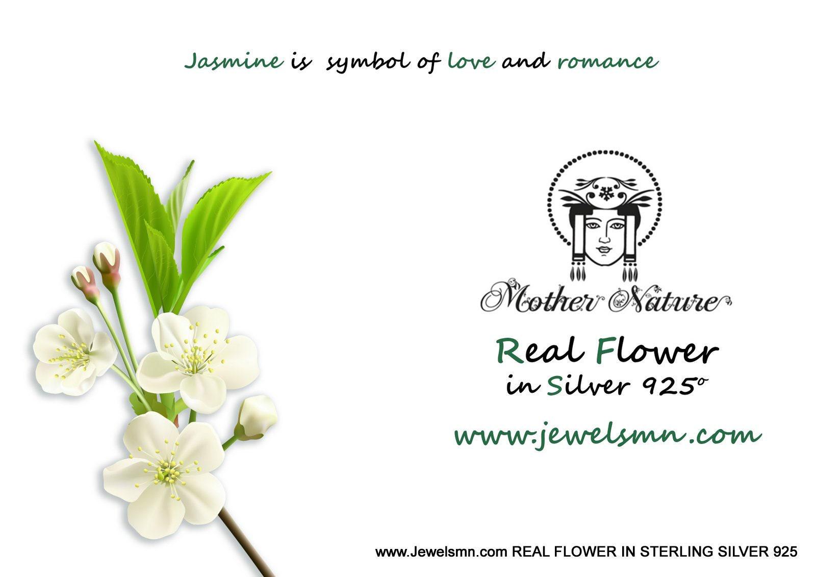 Nature-Inspired Sterling Silver Hoop Earrings, Jasmine Branch Detail (Lightweight)