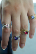 Nature-Inspired Jasmine Twig Ring, Gold-Plated Silver (Zircon)