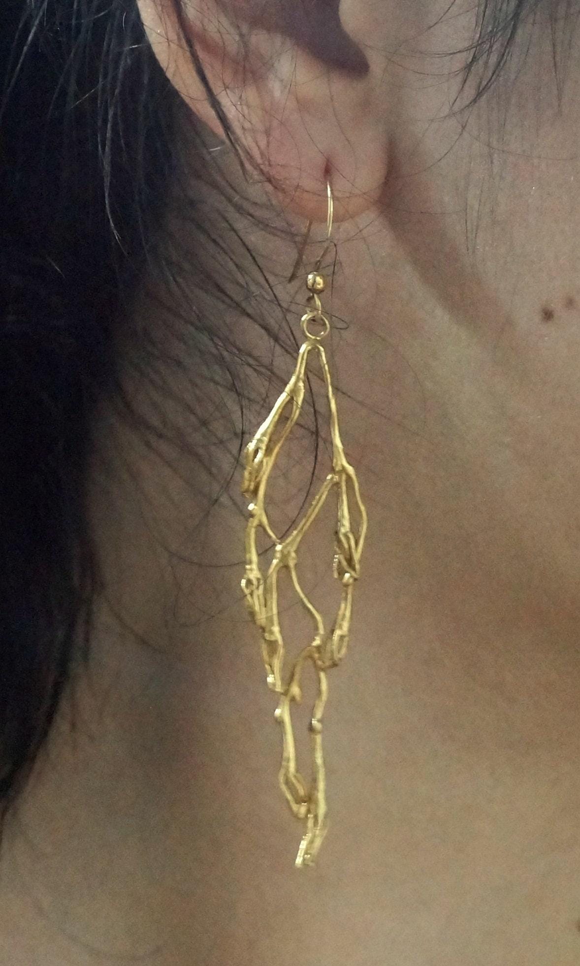 Jasmine Twig Earrings - Real Flower, Gold Plated Silver Dangles