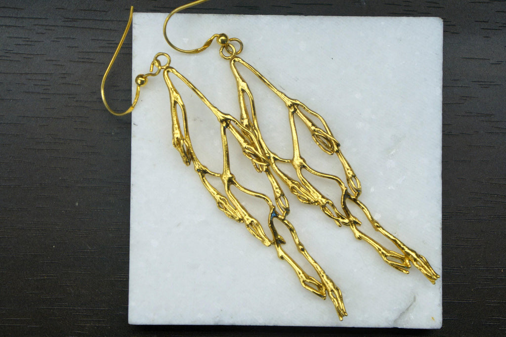 Jasmine Dangle Earrings - Gold Plated Botanical Design