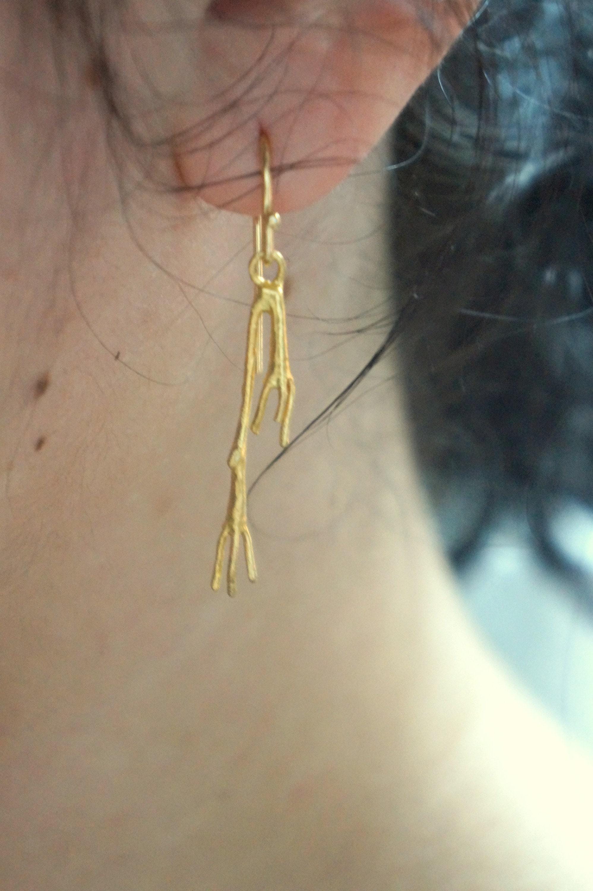 Nature-Inspired Jasmine Earrings, Gold and Sterling Silver (Dangle Style)