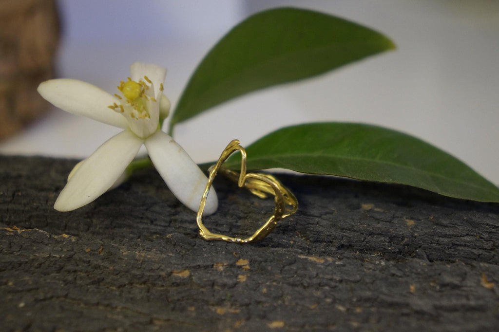 Twig Ring: Jasmine Branch Design in Sterling Silver (Heart Shape)