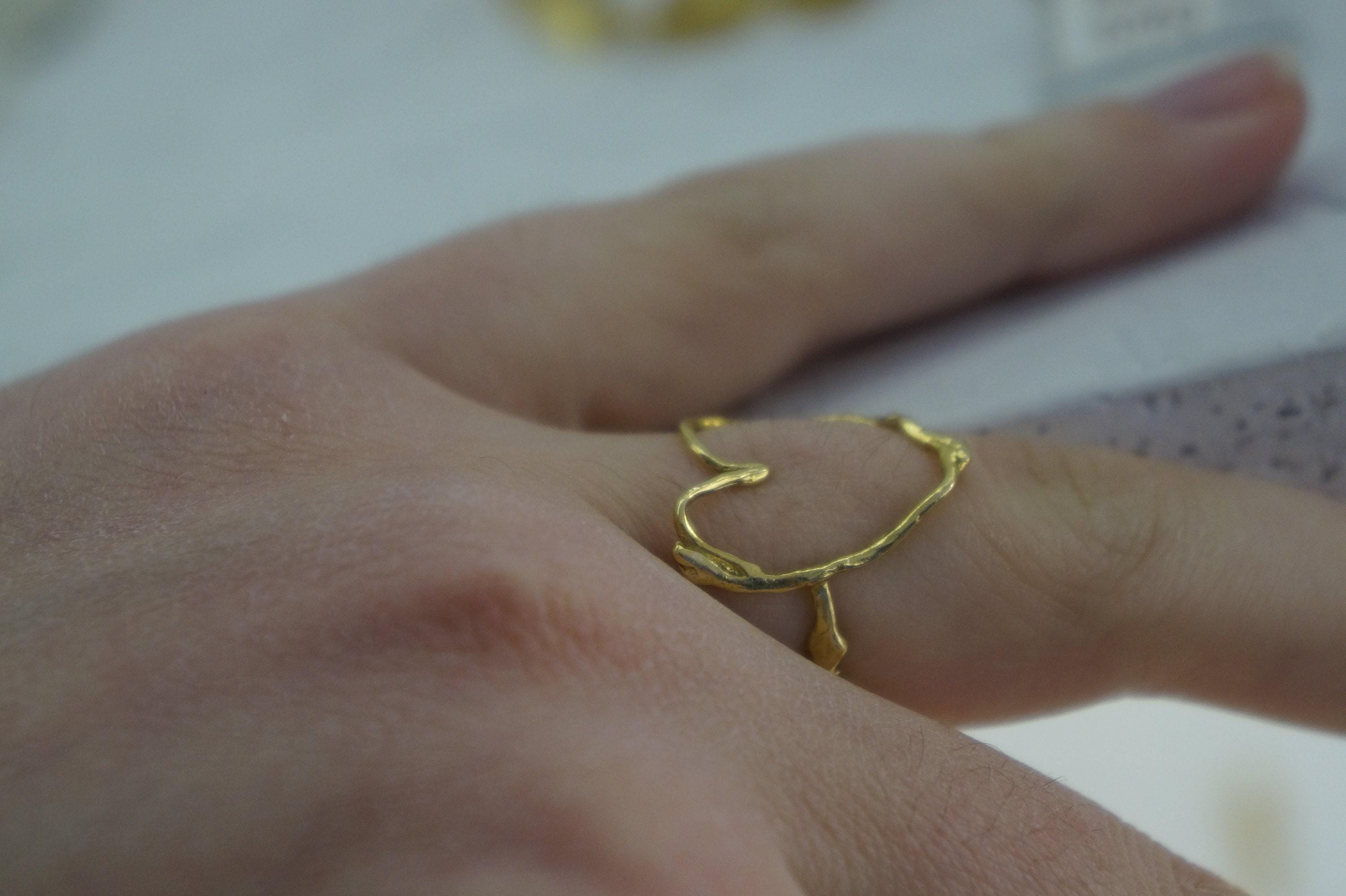 Twig Ring: Jasmine Branch Design in Sterling Silver (Heart Shape)