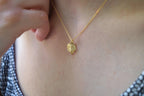 Gold Leaf Necklace - Small Dainty Pendant in Recycled Silver