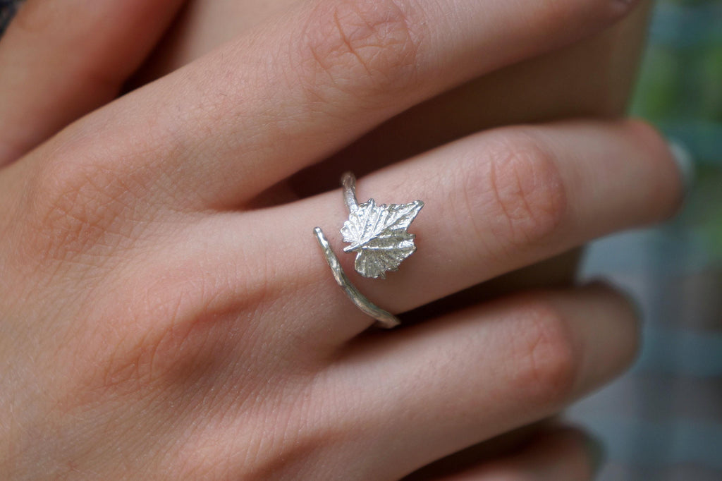 Silver Vine Ring, Gold-Plated Sterling Silver Jewelry, Gold-Silver Ring, Vine Leaf Band, Handmade Gift for Her, Birthday Gift for Women