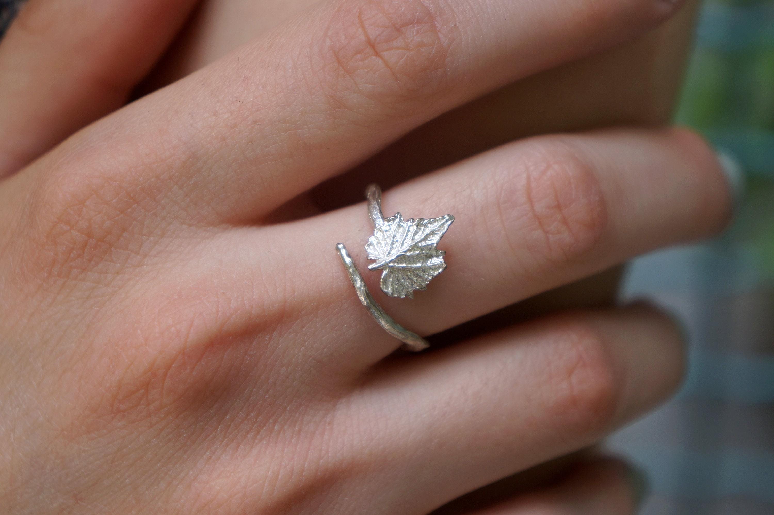 Silver Vine Ring, Gold-Plated Sterling Silver Jewelry, Gold-Silver Ring, Vine Leaf Band, Handmade Gift for Her, Birthday Gift for Women