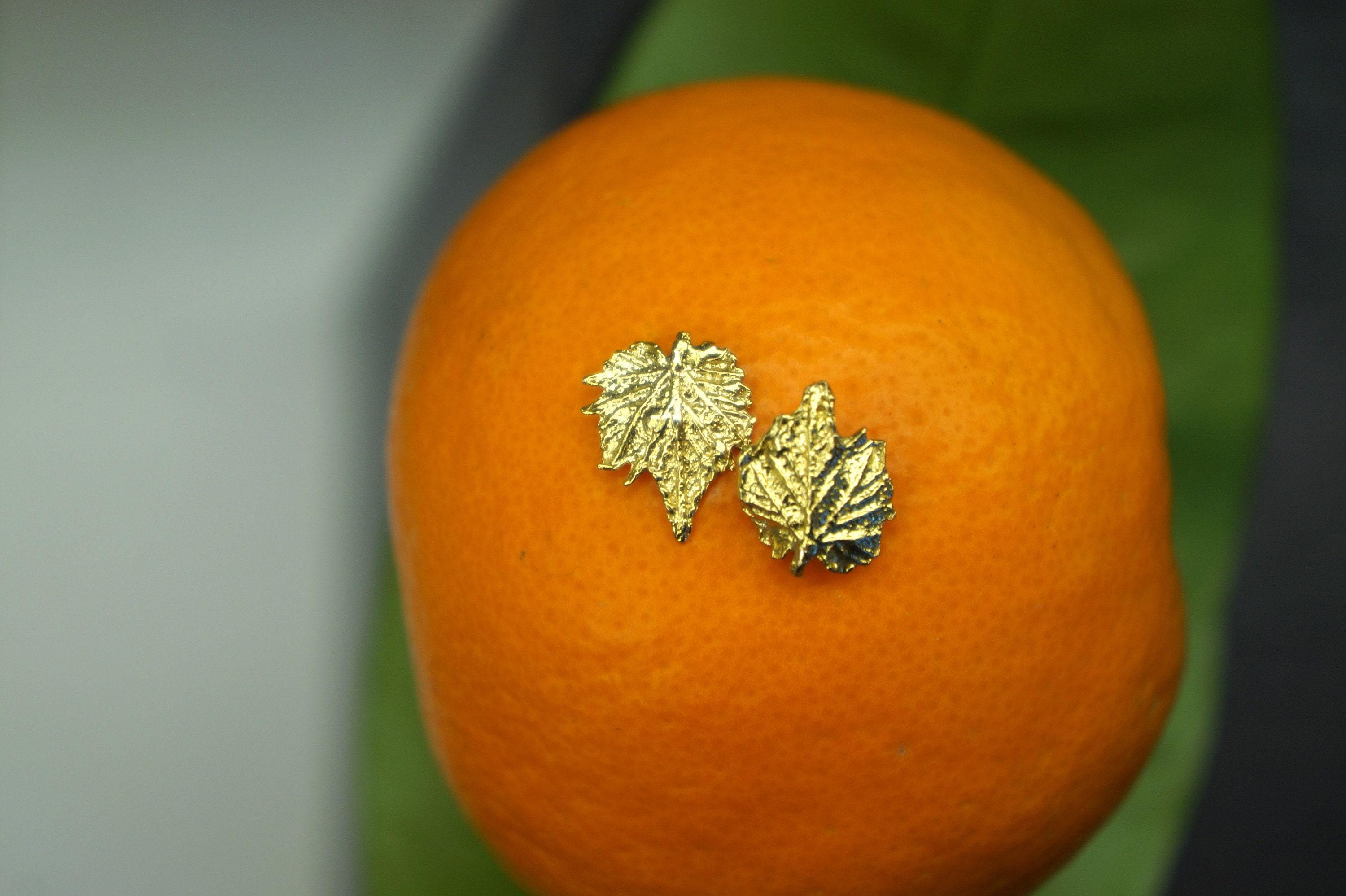 Solid Gold Vine Leaf Earrings, Handmade Minimalist Jewelry, Dainty Organic Studs, Gift for Freedom & Joy, Real Gold (9K, 14K, 18K)