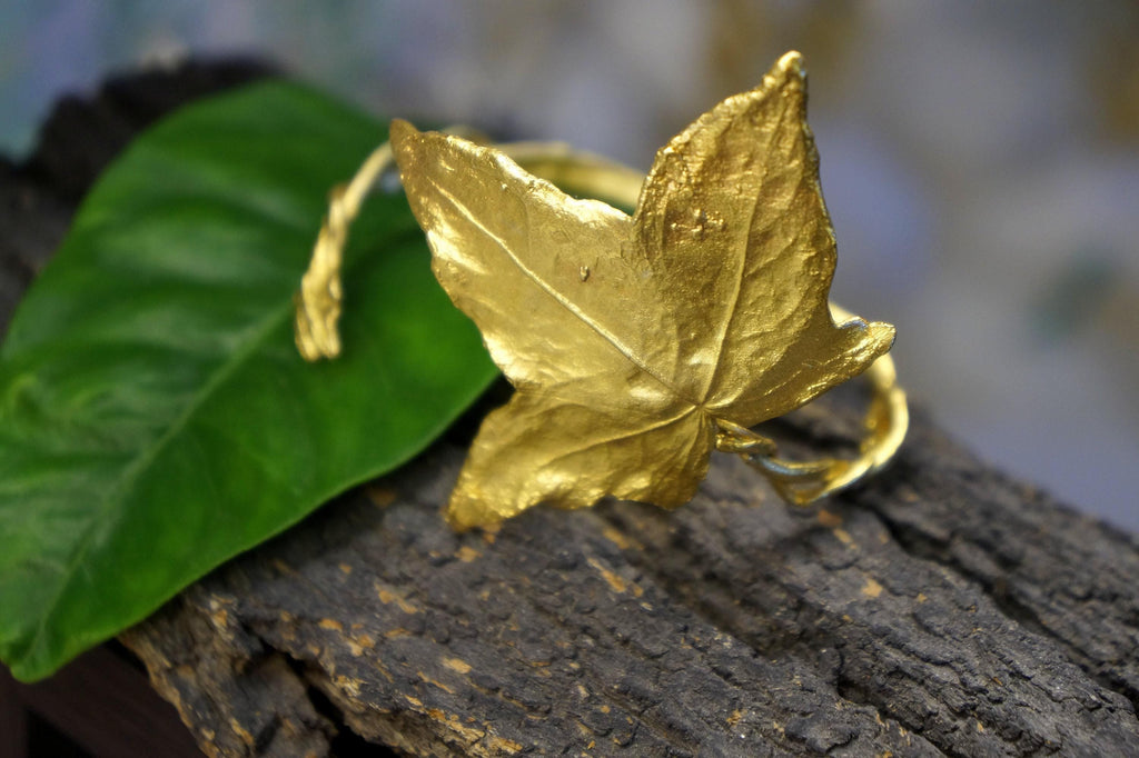 Nature Lover's Ivy Leaf Bracelet, Sterling Silver and Gold Plated (Adjustable)