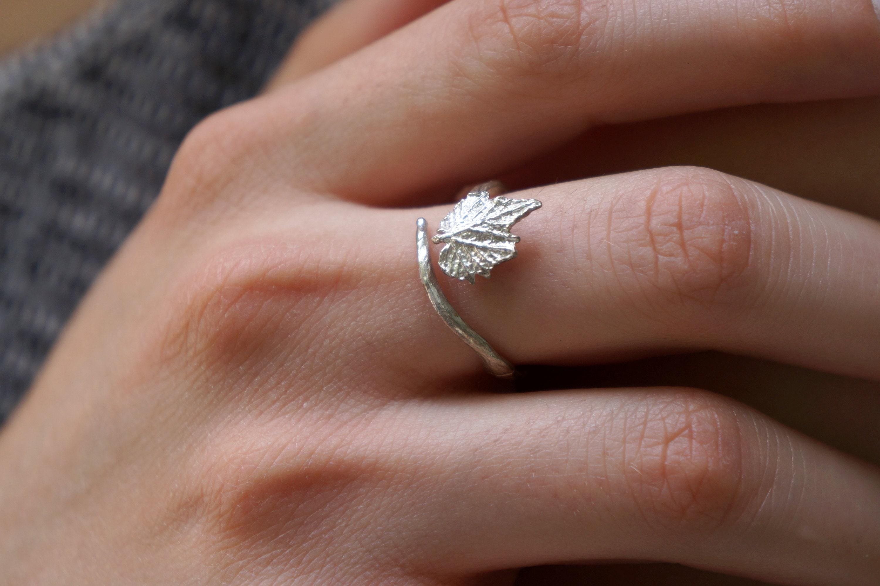 Silver Vine Ring, Gold-Plated Sterling Silver Jewelry, Gold-Silver Ring, Vine Leaf Band, Handmade Gift for Her, Birthday Gift for Women