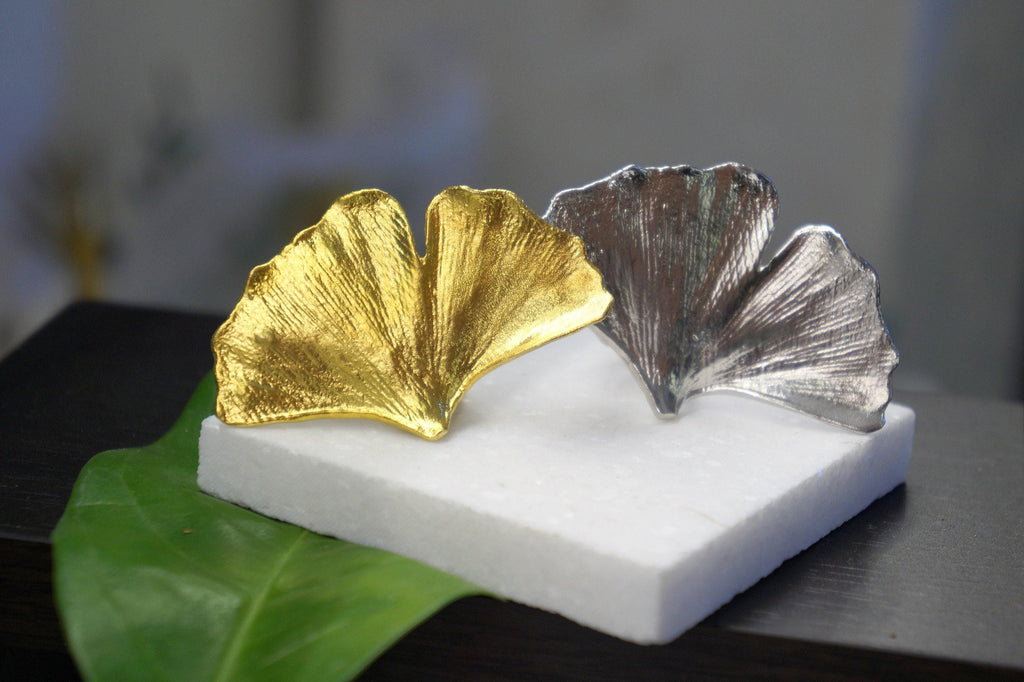 Ginkgo Leaf Ring: Handmade Sterling Silver Adjustable Band
