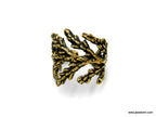 Leaf Ring: Handmade Cypress Design.14k Goldplated brass Adjustable Wide Band ring.