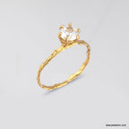Cypress Twig Engagement Ring: Gold Plated Silver with Lab Diamond