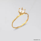 Cypress Twig Engagement Ring: Gold Plated Silver with Lab Diamond