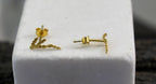 Silver Stud Earrings: Delicate Cypress Leaf - Gold Plated Finish