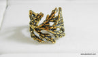 Leaf Ring: Handmade Cypress Design.14k Goldplated brass Adjustable Wide Band ring.