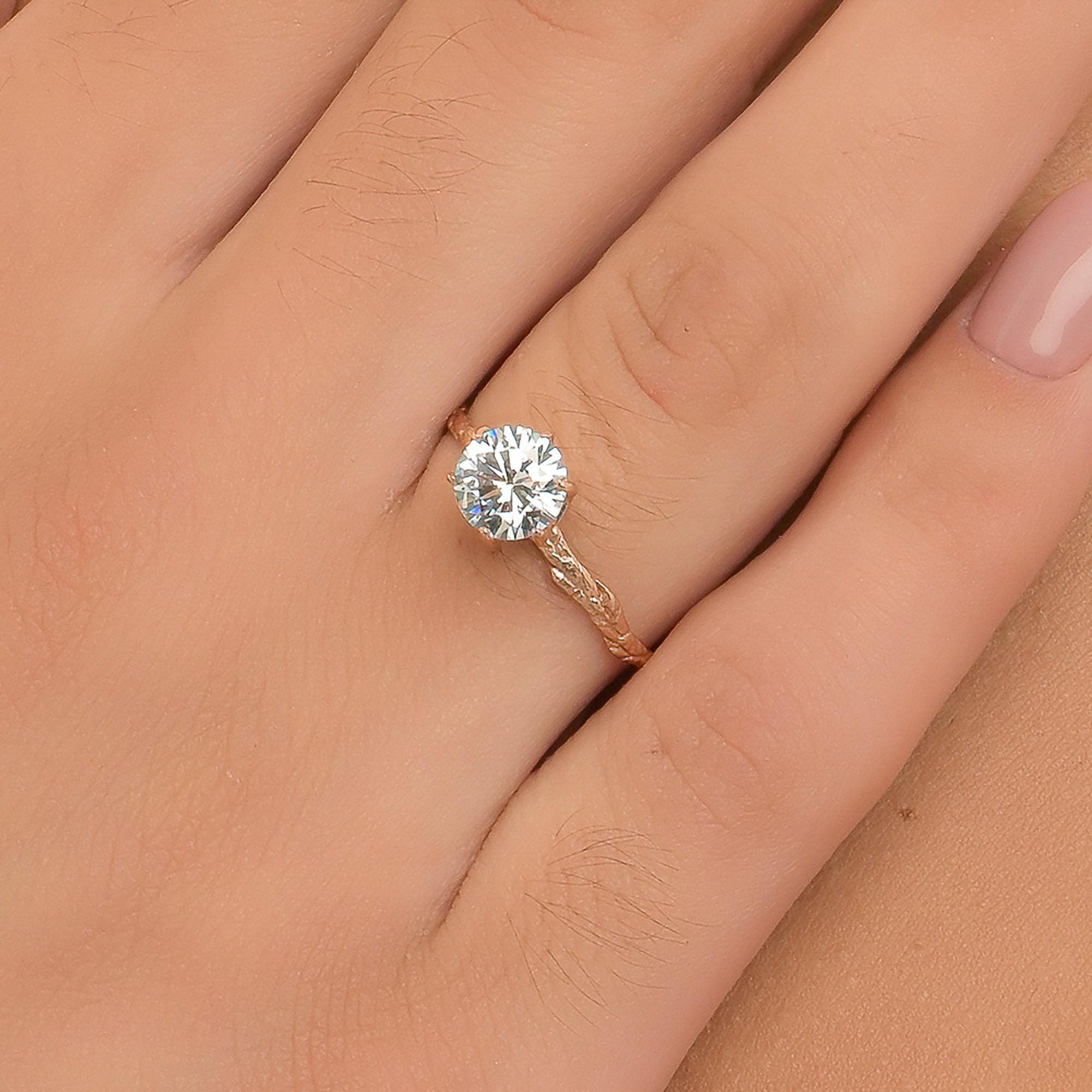 Cypress Twig Engagement Ring: Gold Plated Silver with Lab Diamond