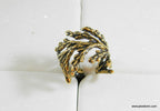 Leaf Ring: Handmade Cypress Design.14k Goldplated brass Adjustable Wide Band ring.